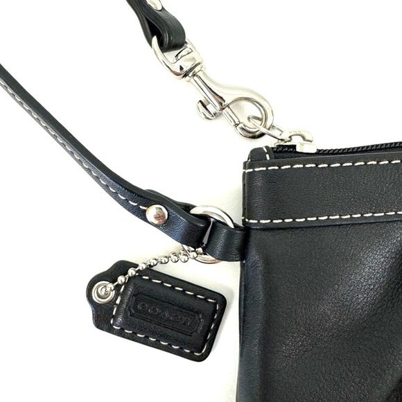 COACH Pleated Black Leather
Wristlet Wallet Clutch with Wrist Strap - Picture 6 of 7